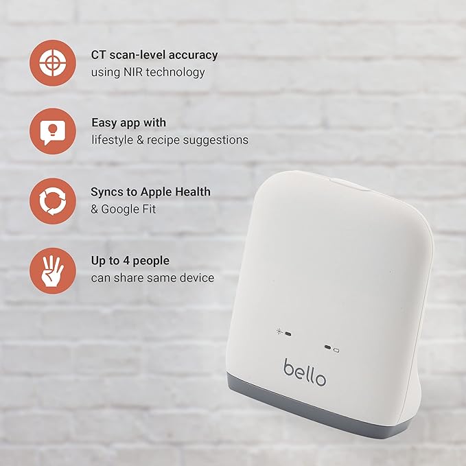 Bello - Belly Fat Management Device with Smart App - Handheld Body Fat Scanner and Metabolism Tracker - Reliable Bluetooth Belly Fat Measurement Tool - Compatible with Apple Health and Google Fit