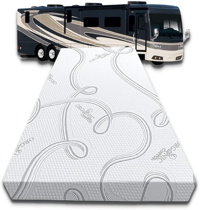 FoamRush 6-Inch Bunk (28" x 75") Mattress Gel Memory Foam RV Mattress Replacement with Cotton Cover, Medium Firm, Comfort, Pressure Relief, Made in USA, Travel Camper Trailer Truck