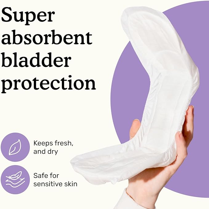 Because Incontinence Pads for Women - Extra Heavy Absorbency, Overnight Postpartum Incontinence Liners, 12hr Nighttime Leak-Free Protection, 20 Count