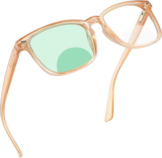 YEIN Bifocal Reading Glasses with Blue Light Blocking Lenses, Bifocal Reader for Women and Men, Vintage Square frame with Spring Hinge (+0.00/+1.25 magnification)