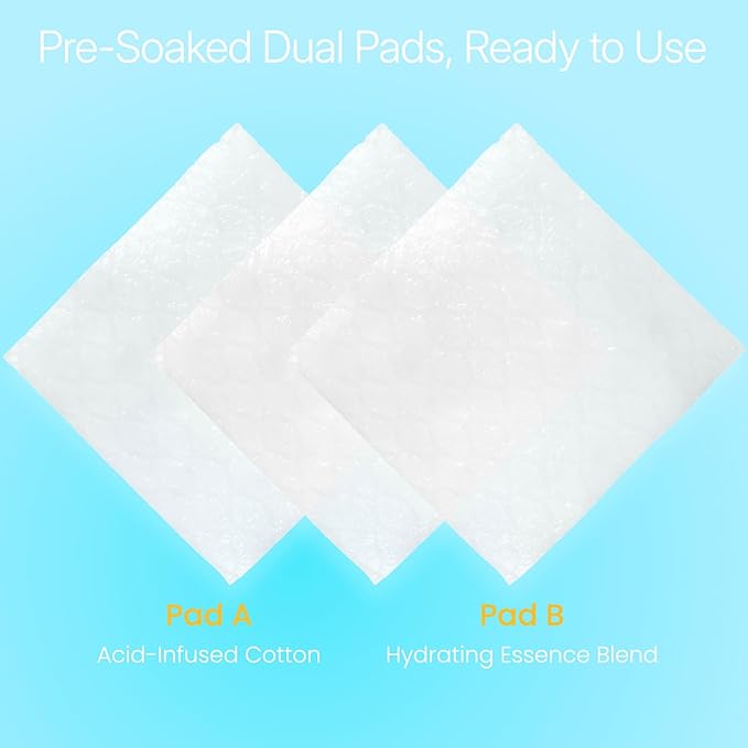 A+B Exfoliating & Repair Face Pads 10 Tx - 2-Step Acid Peel Serum Treatment with Glycolic, Salicylic, Kojic Acid & Retinol Hyaluronic Peptides for Smooth Skin, Pore Minimizer, Hyperpigmentation