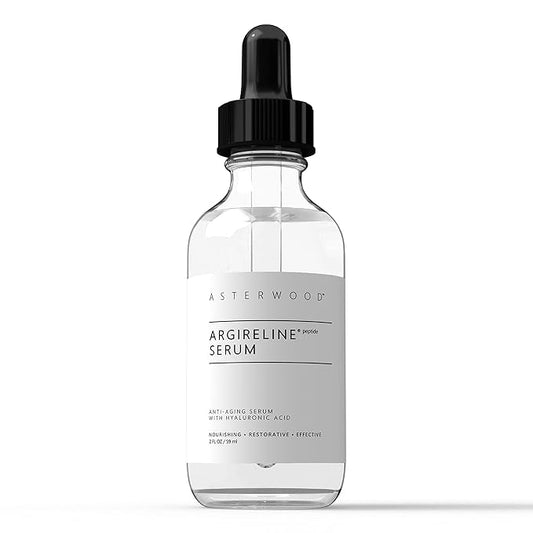 Asterwood Argireline Serum with Hyaluronic Acid - Peptide Serum for Face - Wrinkle Reducing, Anti-Aging, Nourishing - Fragrance-Free - 2 Fl Oz