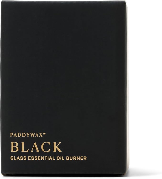 Black Glass Oil Burner Packaged in Black Folding Box w/FOIL (Web)