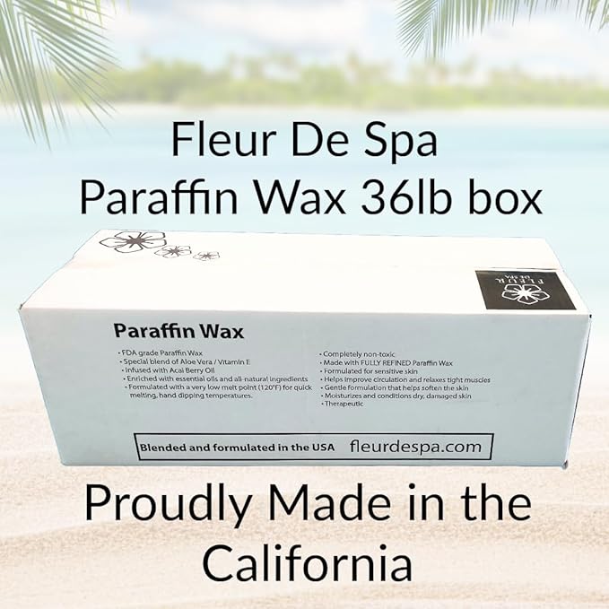 Paraffin Wax Refill for Hands and Feet | FLEUR DE SPA | Made in USA | With Acai, Coconut Oil, Jojoba, Aloe | Hydrates Dry Skin - At-Home Spa Experience