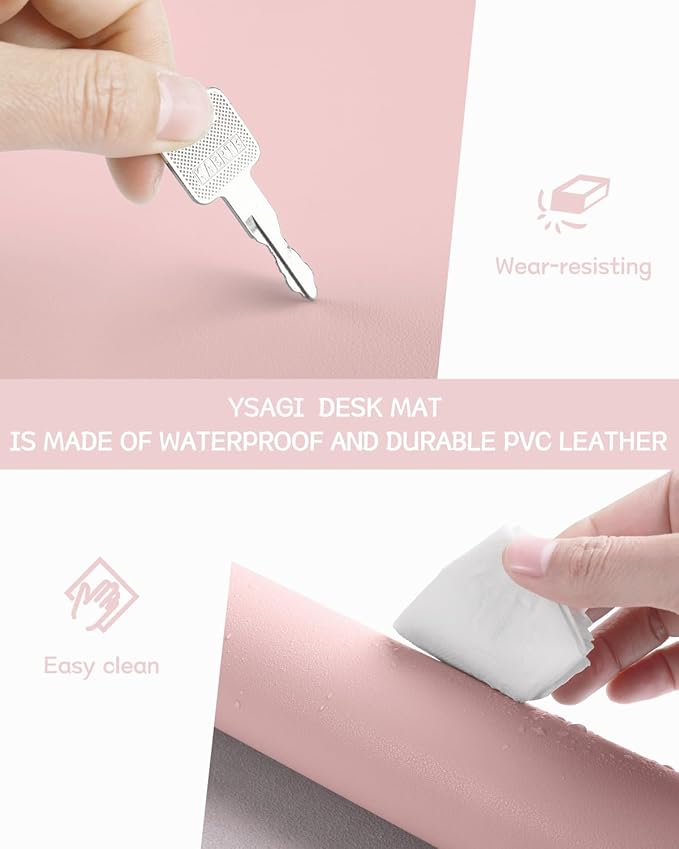 YSAGi Non-Slip Leather Desk Pad Long Size, Waterproof Laptop Computer Desk