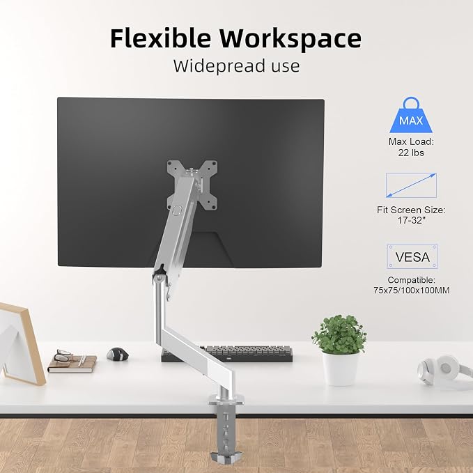 Suptek Single Monitor Mount Adjustable Gas Spring Monitor Arm Desk Mount Stand