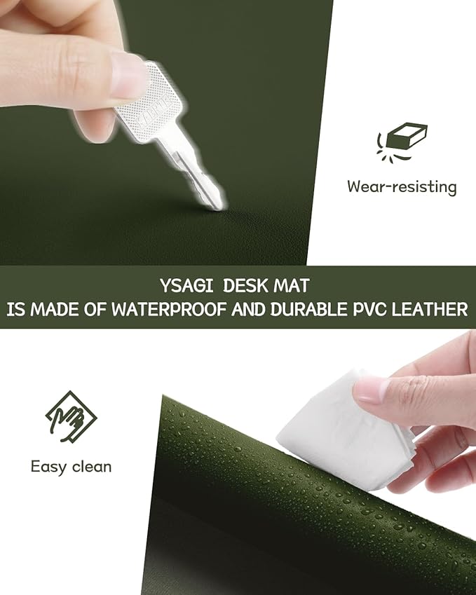 YSAGi Non-Slip Leather Desk Pad XL Size, Waterproof Laptop Computer Desk