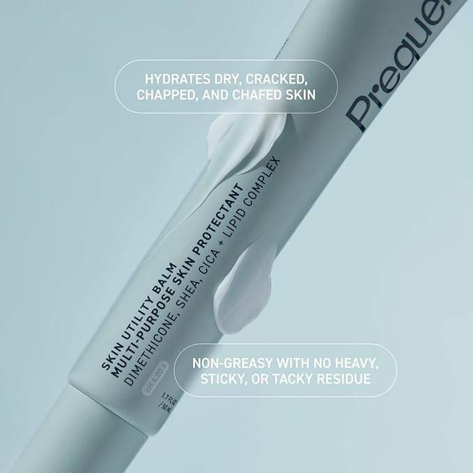 Prequel Skin Utility Balm. Advanced Occlusive Face Cream for Dry Skin, Moisturizer for Sensitive Skin. Thick Non-Comedogenic Barrier Protection with Dimethicone and Shea Butter. 1.7oz Tube