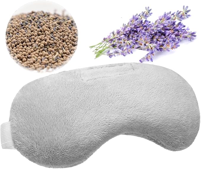 Umisleep Lavender Eye Mask, Aromatherapy Weighted Sleep Mask for Dry Eyes Men Women, Microwave Heated Hot Therapy Eye Cover Moist Compression Pain Relief, Eye Pillow for Puffy Eyes, Sinus Pain, Grey