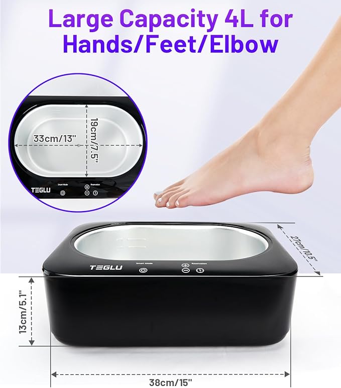 Upgraded Paraffin Wax Machine for Hand and Feet 4000ML, Teglu Paraffin Bath Moisturizing Kit with 3X 450g Paraffin Wax Refill for Hand and Foot Spa at Home, Paraffin Wax Warmer Black