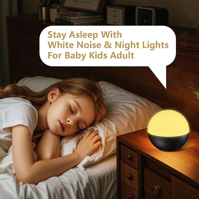 Portable Sound Machine White Noise Machine Night Light with 30 Relaxing Sleep Sounds 12 Color Night Lights Adjustable Brightness Rechargeable Mini Travel Sleep Machine for Baby Kid Adult