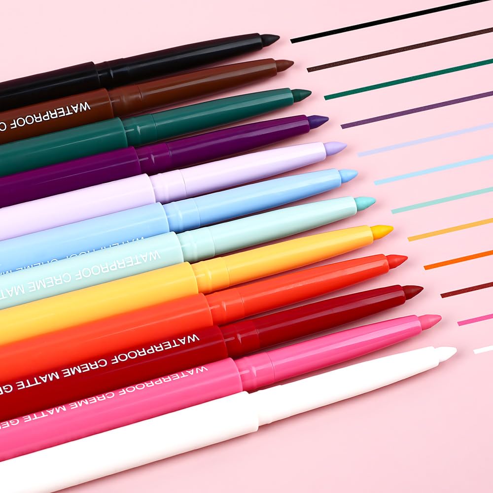 evpct Peach Red Eyeliner Pencils for Eyes, Peach Red Colored Eye Liner Pencil Makeup Waterproof Smudge Proof, Colored Gel Waterline Eyeliner Liquid, Face Eye Paint Stick Lipstick Halloween Makeup 03