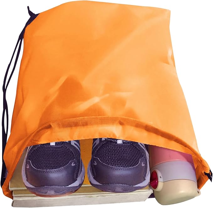 Drawstring Backpack Bulk 42 Pcs String Backpack Drawstring Bags Cinch Bag Sackpack for Men Women Gym (Orange)