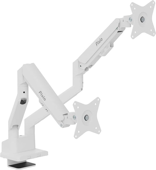 Pixio PS1D Wave White Dual Monitor Arm Stand Desk Mount