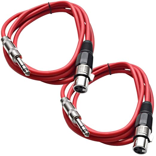 Seismic Audio - SATRXL-F6-2 Pack of 6 Foot 1/4 Inch TRS to XLR Female Patch