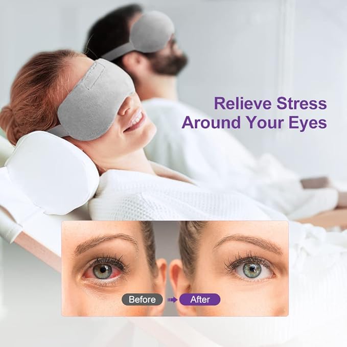Umisleep Lavender Eye Mask, Aromatherapy Weighted Sleep Mask for Dry Eyes Men Women, Microwave Heated Hot Therapy Eye Cover Moist Compression Pain Relief, Eye Pillow for Puffy Eyes, Sinus Pain, Grey