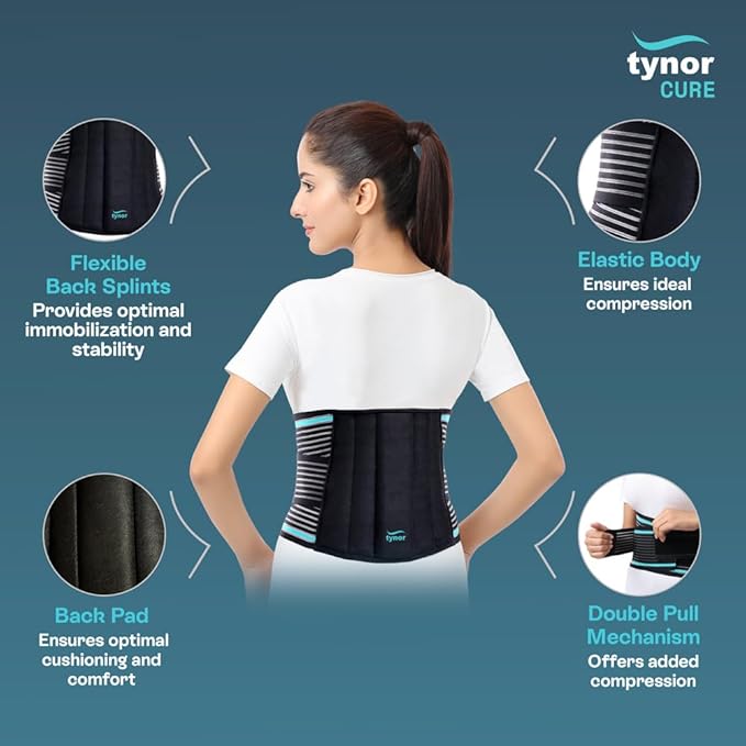 TYNOR Back Support Belt Adjustable Back Brace for Lower Back Pain,Breathable Lumbar Support Belt for Men & Women, Lower Back Brace for Herniated Disc, Sciatica & Heavy Lifting (Medium, Classic Black)