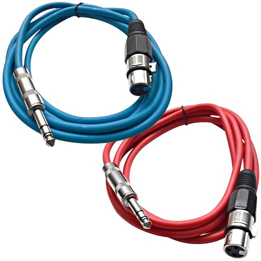 Seismic Audio - SATRXL-F6-2 Pack of 6 Foot 1/4 Inch TRS to XLR Female Patch