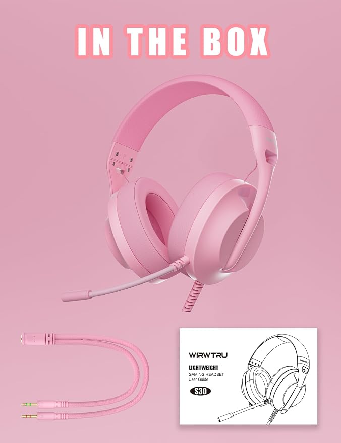 S30 Gaming Headset with Microphone, 198g Lightweight Design, Wired Gaming