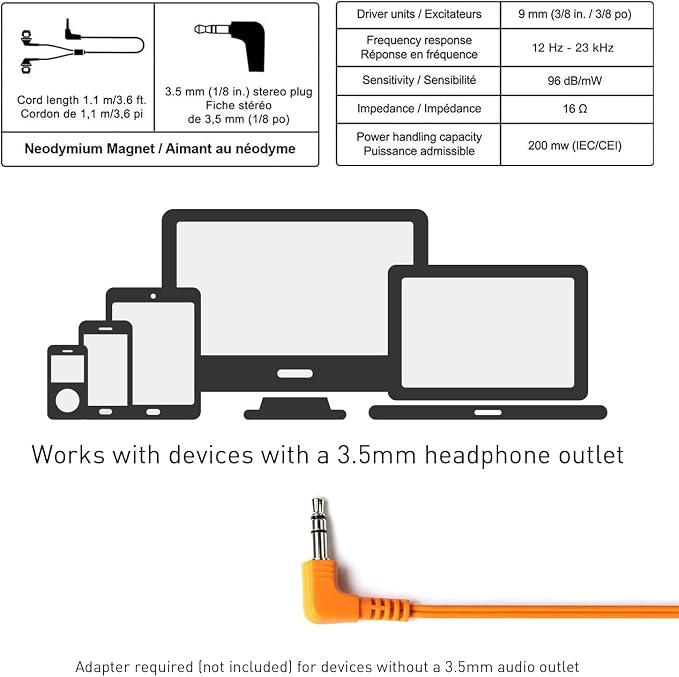 Panasonic ErgoFit In-Ear Earbud Headphones RP-HJE120-D Dynamic Crystal Clear