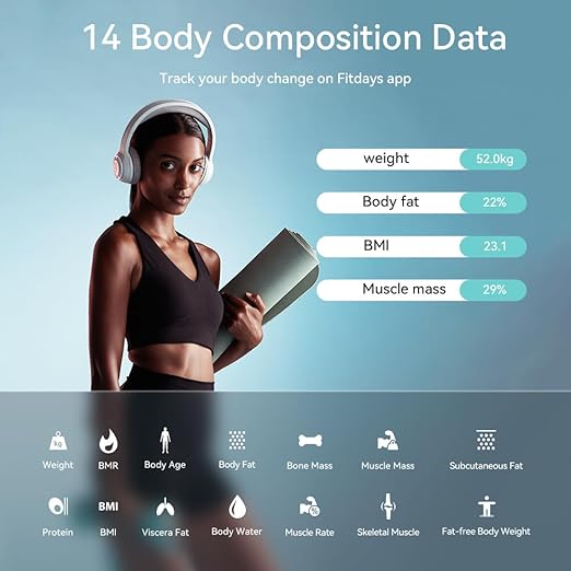 Scale for Body Weight, Weight Scale, Bathroom Scale, Body Fat Scale, Smart Scale, Body Composition Analyzer, BMI Scale, Health Monitor Sync Apps 400lbs (Black 220)