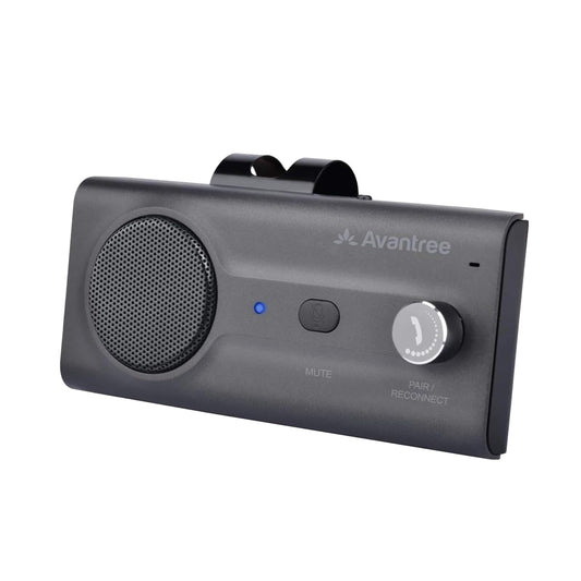 Avantree CK11 Hands Free Bluetooth 5.0 Car Kits, 3W Loud Speakerphone, Support Siri Assistant & Motion Auto On Off, Volume Knob, Wireless in Car Handsfree Speaker with Visor Clip - Titannium