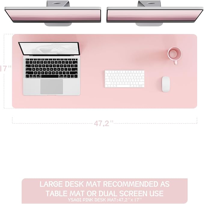 YSAGi Non-Slip Leather Desk Pad Long Size, Waterproof Laptop Computer Desk