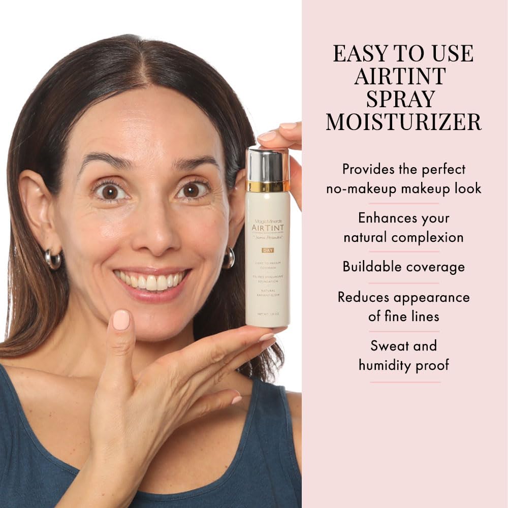 Jerome Alexander MagicMinerals AirTint Tinted Moisturizer AirBrush Spray Light Shade | Tinted Moisturizer Spray with Anti-Aging Ingredients | Warm Medium