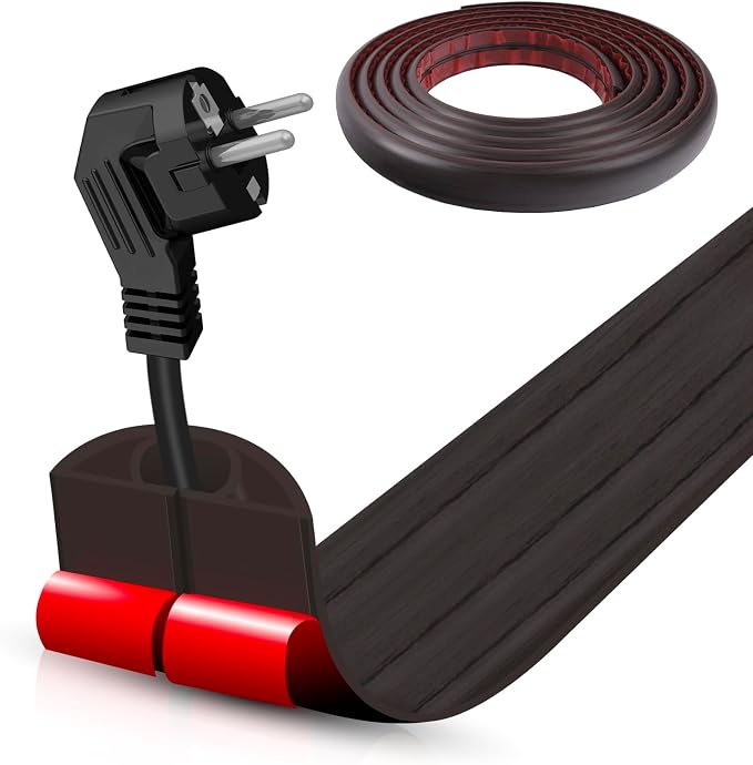 Floor Cord Cover Self Adhesive Cord Hider, 20FT Cable Management, Extension