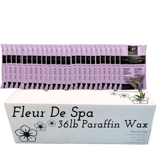Paraffin Wax Refill for Hands and Feet | FLEUR DE SPA | Made in USA | With Acai, Coconut Oil, Jojoba, Aloe | Hydrates Dry Skin - At-Home Spa Experience