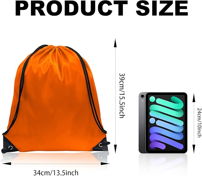 GoodtoU Drawstring Bags, Nylon Backpacks with Drawstring Closure for Sport, Traveling, Team (Orange, 128Pcs)