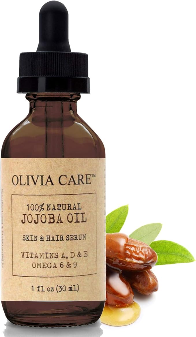 Olivia Care Jojoba Oil Serum - 100% Natural, Pure & Cold Pressed - for Face, Body & Hair - Infused with Antioxidents, Vitamin A, D, E & Omega 6, 9 | Moisturizing & Hydrating