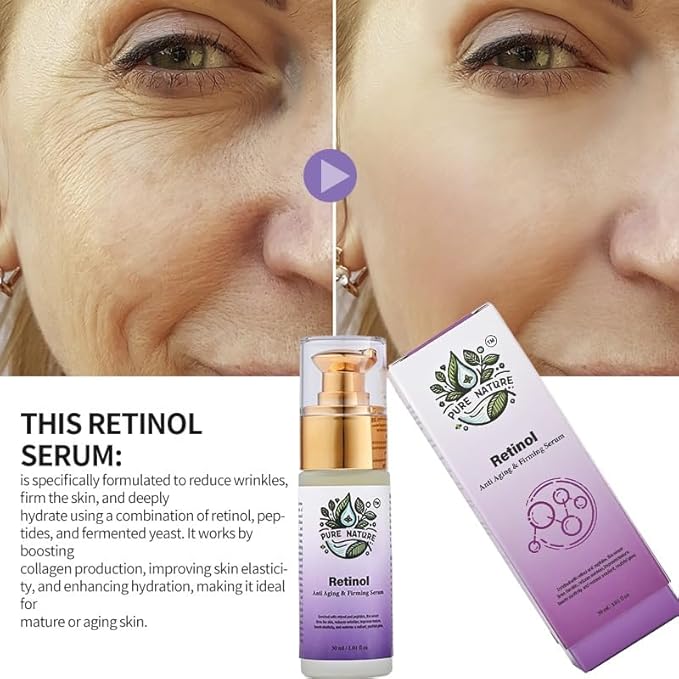 Retinol Serum For Face Reduces Wrinkles & Firms The Skin High-Strength Retinol Serum For Boosting Collagen Improving Skin Elasticity Enhancing Hydration & Skin Barrier Strengthening 1.01 fl oz