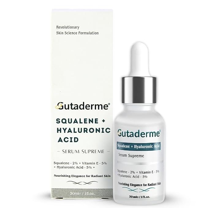 Squalane 5% + Hyaluronic Acid 2% + Vitamin E – Advanced Hydrating & Anti-Aging Face Serum – Restores Elasticity, Smooths Fine Lines – Lightweight Moisture for All Skin Types – 1 fl oz