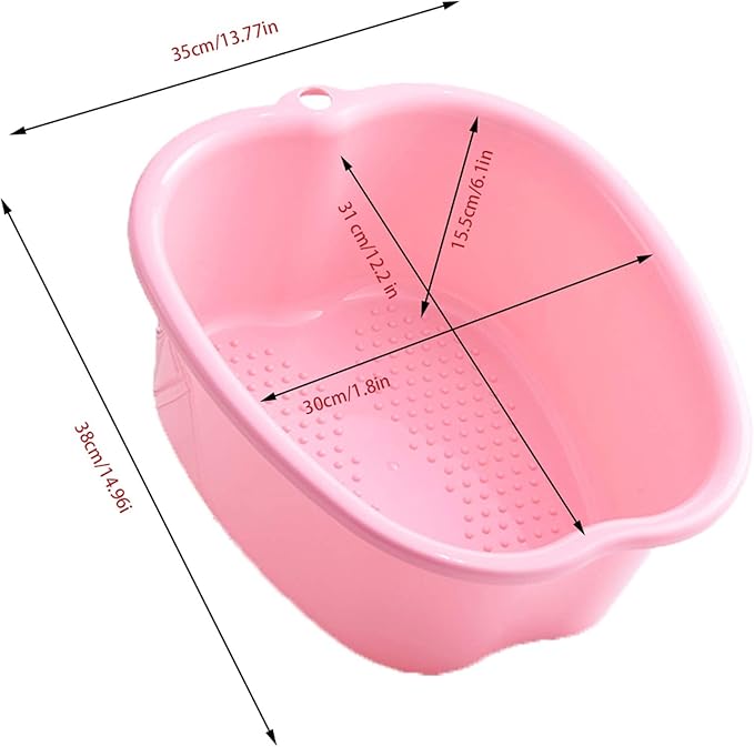 Foot Soaker: Plastic Foot Spa Basin With Massage Dots - Room Spa Bathtub for Hiwell Massage & Feet Care (Pink)