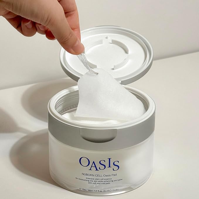 Nuborn Cell Oasis Pad | Korean Skin Care Toner Pads with Stem Cell Serum & PHA | Hydrating Face Cleansing Pads for Glowing Skin, 70 Count