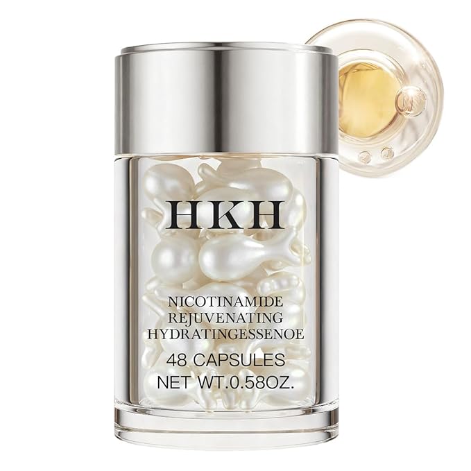 HKH Niacinamide Serum Capsules for Face – Anti Aging Dark Spot Remover Hydrating with Hyaluronic Acid & Vitamin E Reduce Wrinkles and Fine lines Smoothing and Firming Skin Care Travel Portable (48 ct)
