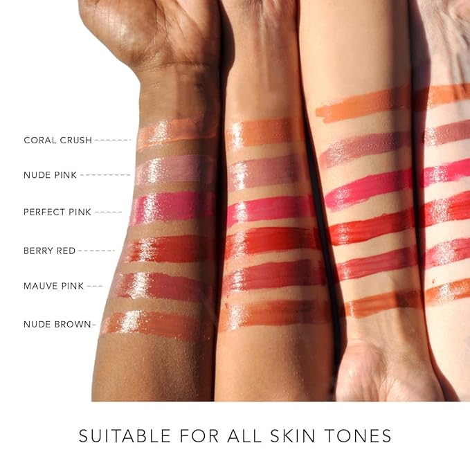 RAS Luxury Oils, Liquid Tinted Lip Glow Oil, Hydrates & Combats Dryness, Soft Lip Balm - Set of 6