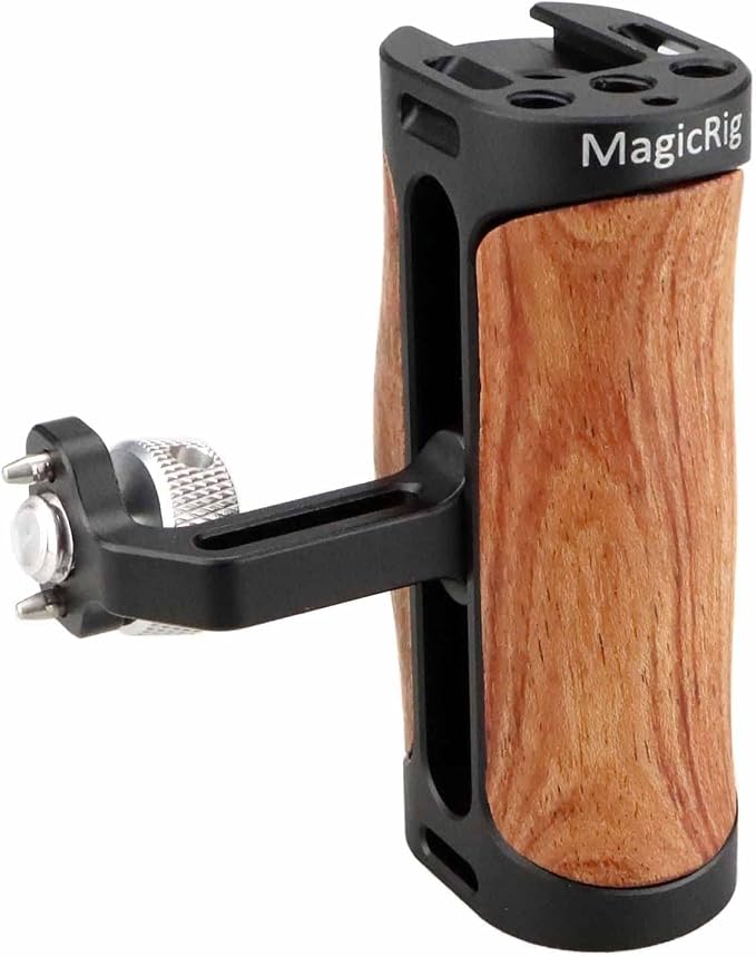 Locating Side Handle for ARRI Mount, Left/Right Mini Wooden Handgrip for DSLR