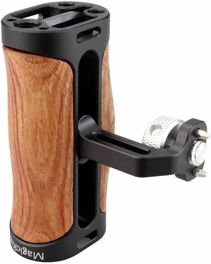 Locating Side Handle for ARRI Mount, Left/Right Mini Wooden Handgrip for DSLR
