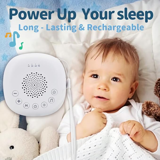Portable White Noise Machine – Sleep Aid for Babies & Adults, Travel Sound Maker for Newborns, Kids & Toddlers – 20 Calming Sounds, 9-Color Night Light, Office Privacy & Baby Registry Must-Have