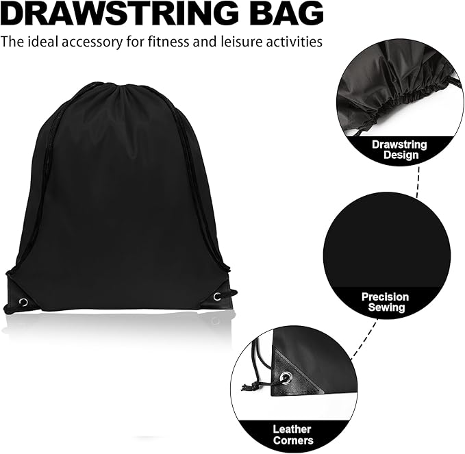 GoodtoU Drawstring Bags, Drawstring Backpack Nylon Backpack Draw String Bags Pack Bulk Cinch Sack Drawstring Gym Bag Drawstring Backpack for Sport, Traveling, Team (Black, 60Pcs)
