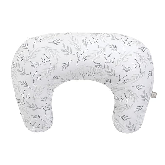 Boppy Nursing Pillow, Gray Gentle Leaves, Larger, More Supportive Pillow for Breastfeeding and Bottle Feeding; Firmer Fill, Higher Lift, Larger Area Than Original Nursing Pillow; JPMA Certified