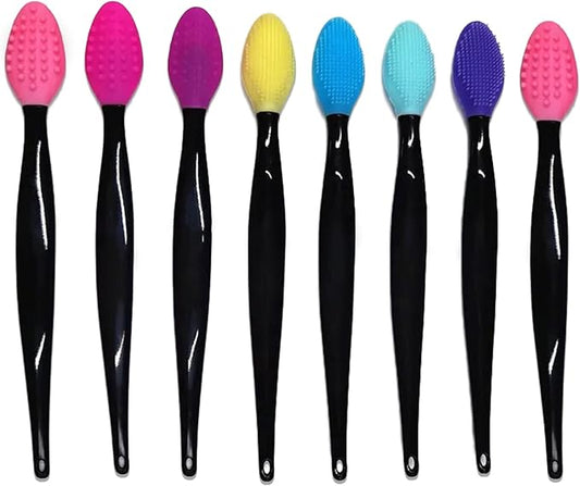 Beauty Lip Scrub Brush | Double-Sided Silicone Lip Brush Tool | Exfoliating Lip Scrubber for Men & Women | Face Cleaning Applicator lightening for dark and Chap Lips | Fuller Lip Appearance (8