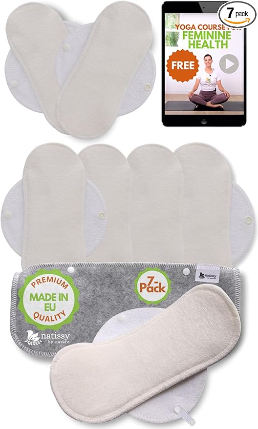 Organic Viscose Reusable Panty Liners for Women & Teens (Small, 7-Pack) – High-Temp Washable Cloth Liner Made in EU; Stay Fresh & Dry; for Daily Vaginal Discharge Only; 100% Breathable (no PUL/TPU)