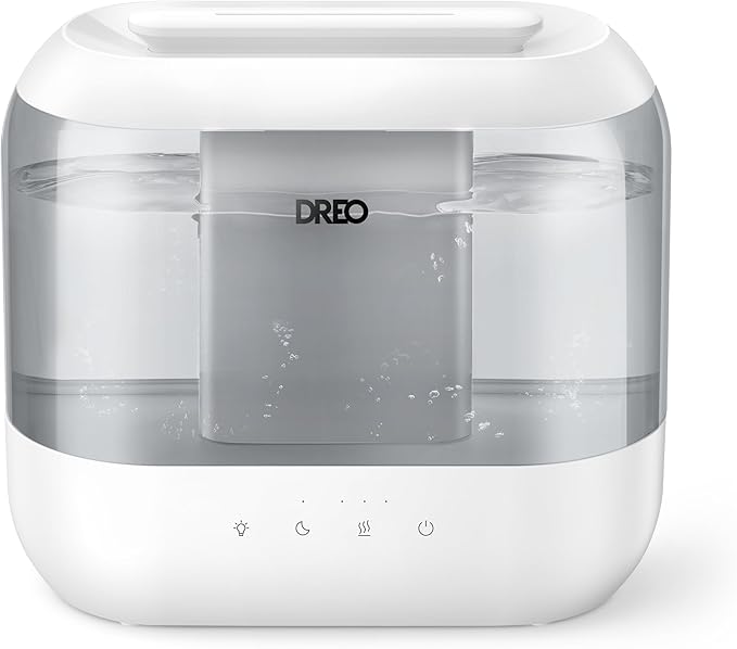 Dreo 4L Humidifiers for Bedroom, Quiet Supersized Cool Mist Ultrasonic Humidifier with Diffuser, 60 Hour Runtime for Home, Nursery, Plant, Gray