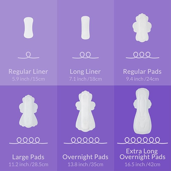 100% Organic Overnight Pads for Women, Ultra Thin Extra Heavy Flow Menstrual Sanitary Napkins with Wings Cotton Extra Coverage Period-Pads Super Absorbency Feminine Pad (Overnight, Size 5, 72 Ct)