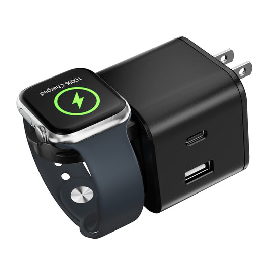 36W for Apple Charging Block with Built-in Watch Charger, Foldable PD Fast Charger Block for iPhone, Dual Ports Wall Charger Compatible with Apple Watch iPhone AirPods (White)
