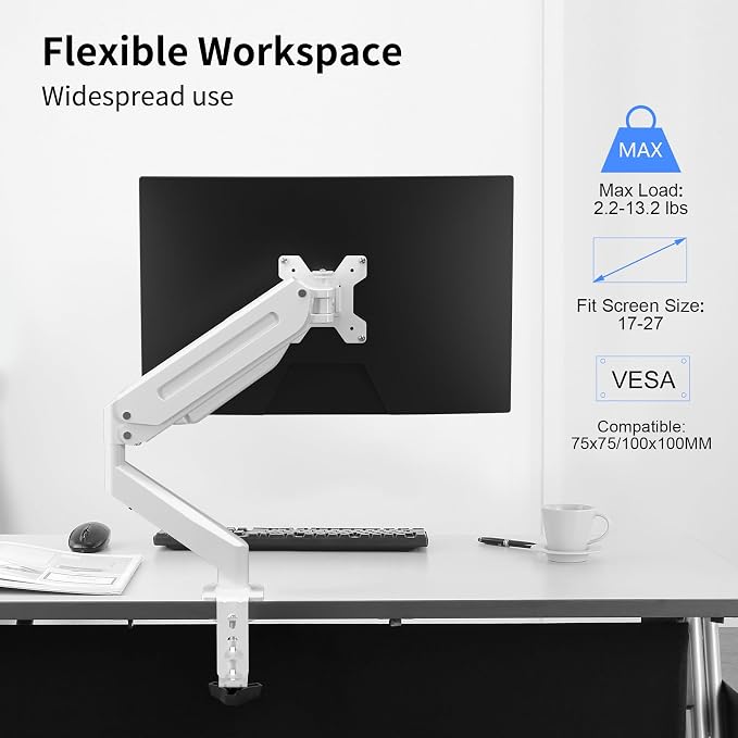 Suptek Monitor Mount Gas Spring Single Monitor Arm Desk Mount Stand Fully