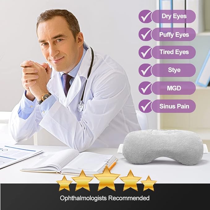 Umisleep Lavender Eye Mask, Aromatherapy Weighted Sleep Mask for Dry Eyes Men Women, Microwave Heated Hot Therapy Eye Cover Moist Compression Pain Relief, Eye Pillow for Puffy Eyes, Sinus Pain, Grey